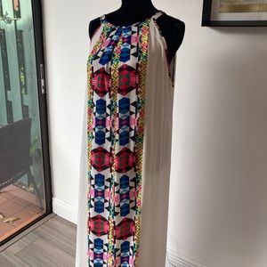 Long white summer dress with beautiful bright colors! Sz L